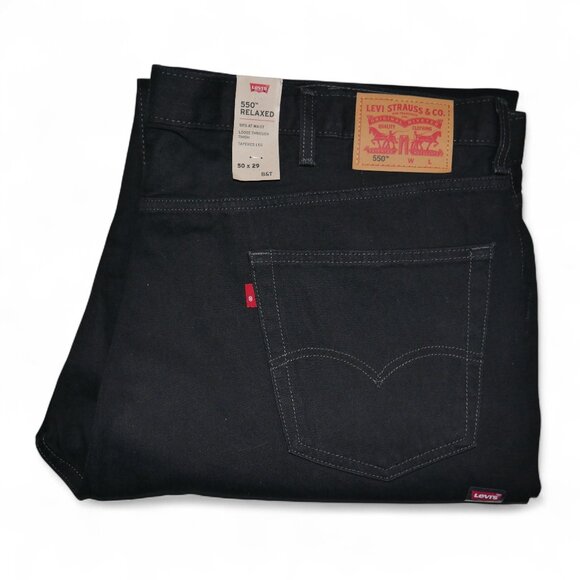 Levis 550 Relaxed Fit Denim Jeans Men's Size 50x29 Solid Black NWT - Picture 13 of 13